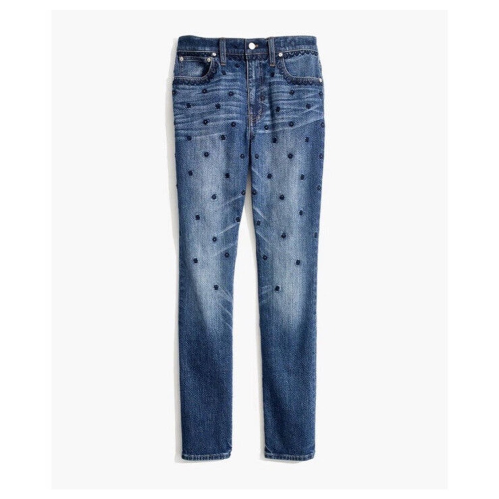 MADEWELL The High Rise Slim Boy Jean Beaded Edition J5521 Waist 24 Embroidered
